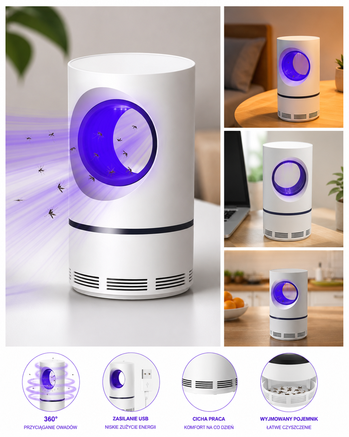 Lampa Owadobójcza USB – Pułapka na Komary LED
